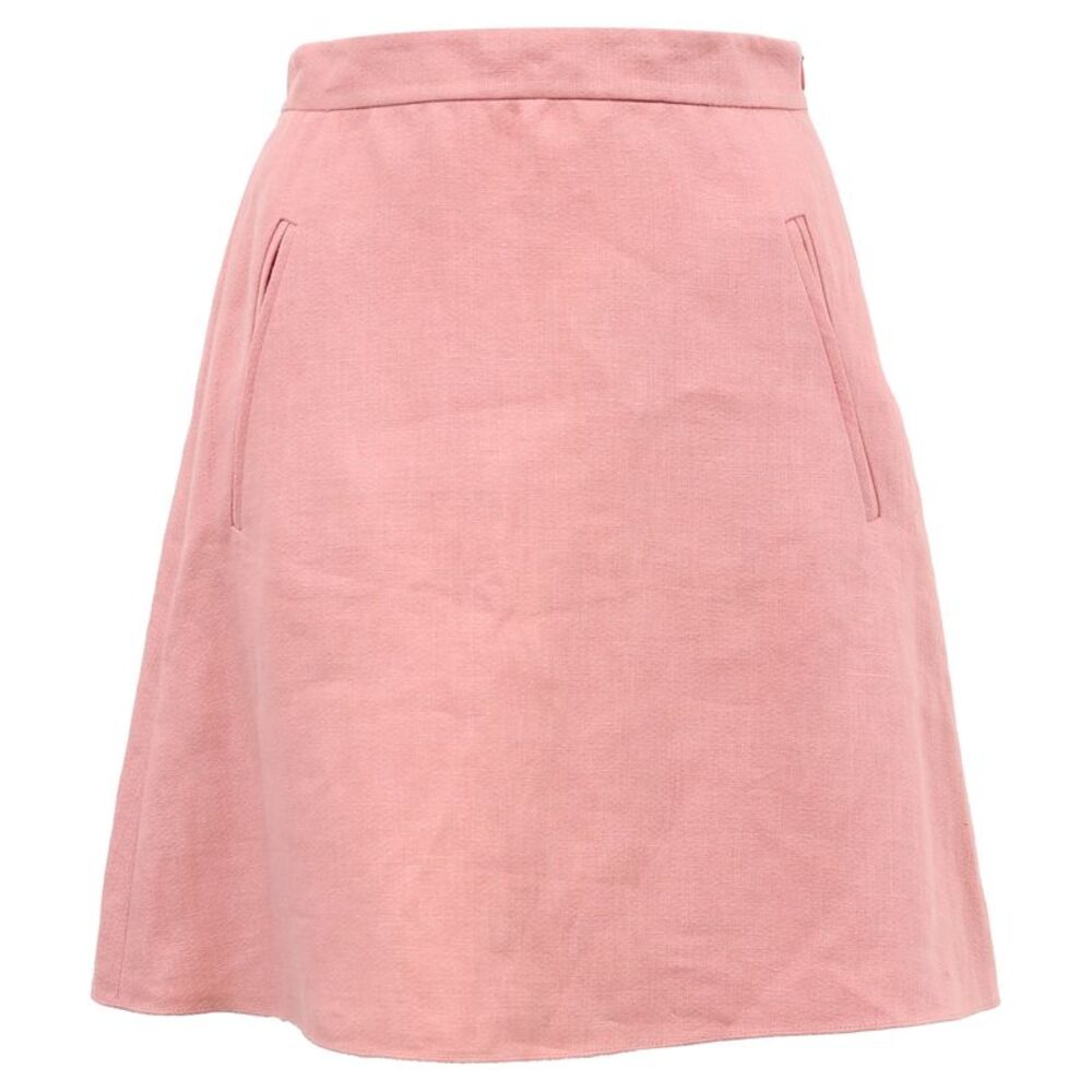 Valentino Garavani MIni A-Line Skirt in Pink Linen
